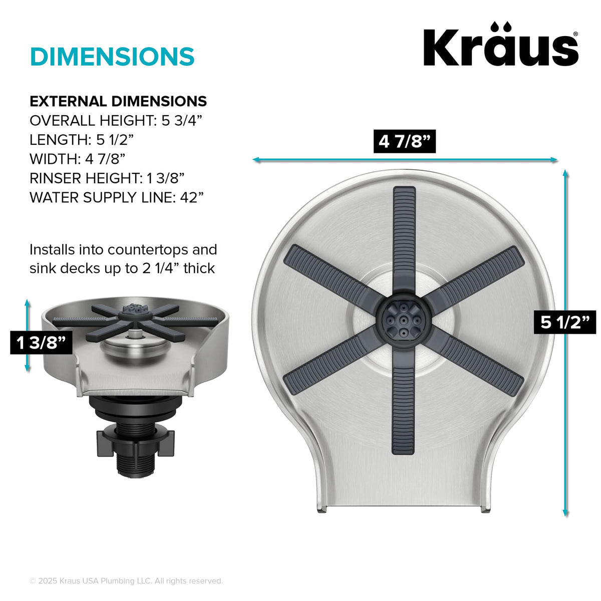 Kraus CleanMate glass rinser safety lock prevents accidental activation and splashes.