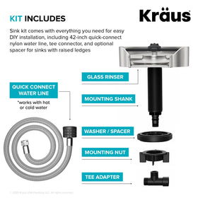 Kraus CleanMate glass rinser silicone-coated prongs protect delicate stemware.