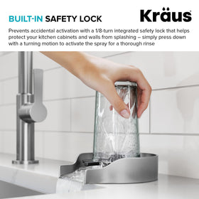 Kraus CleanMate glass rinser spot-free finish resists water spots and fingerprints.