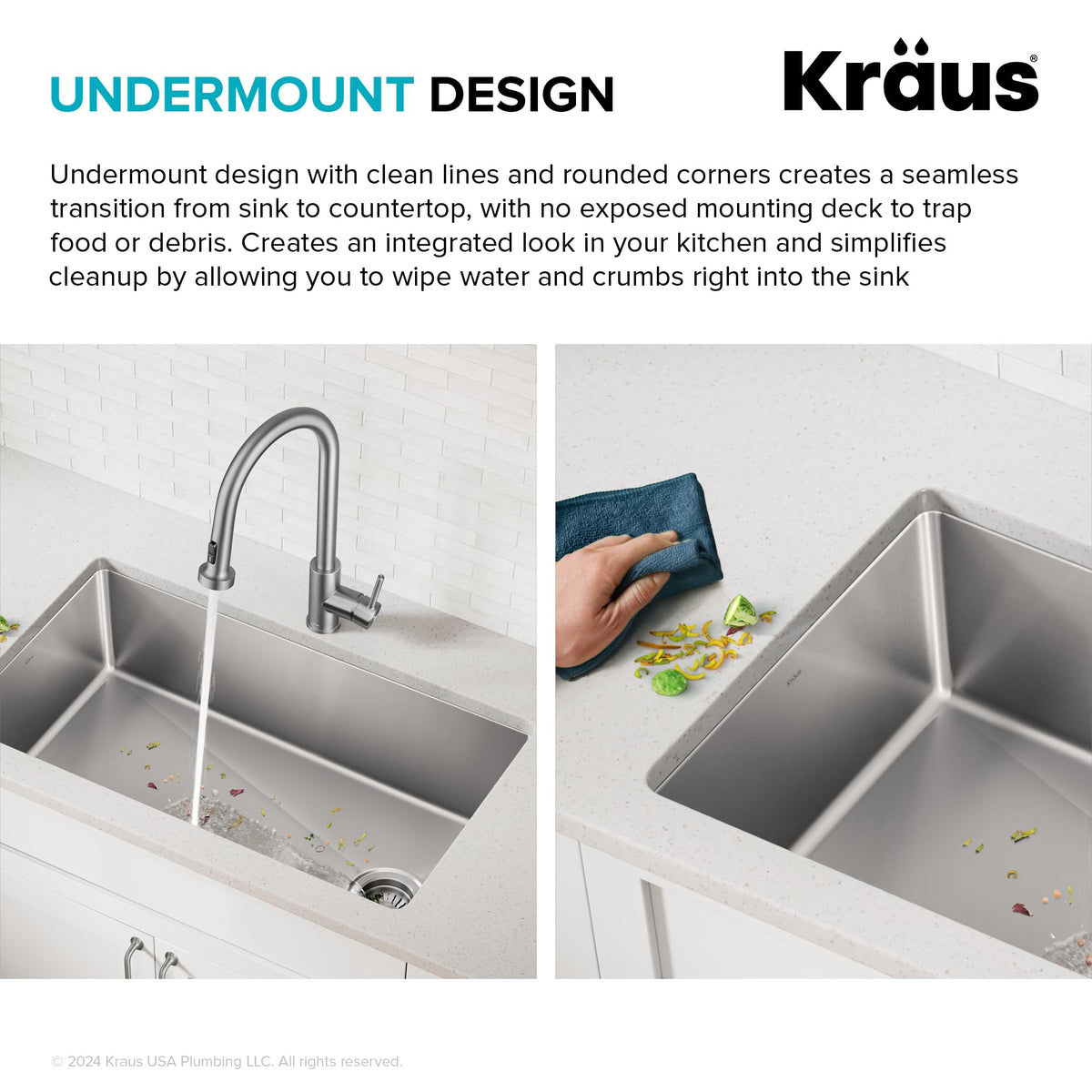 Kraus drain assembly included for straightforward installation