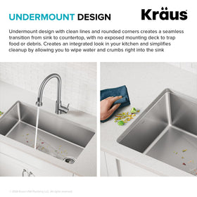 Kraus drain assembly included for straightforward installation