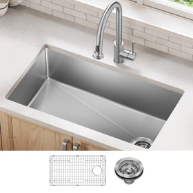 Kraus Fairlane 33-inch undermount sink seen in a modern kitchen for a seamless countertop transition