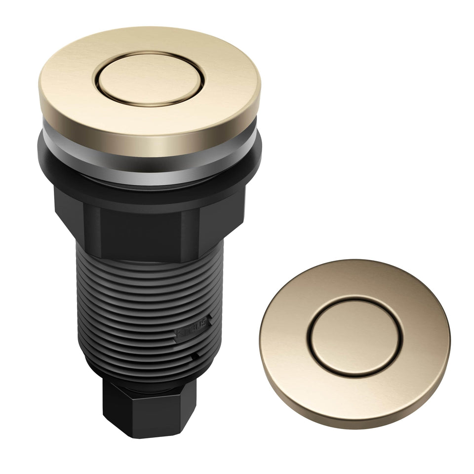 KRAUS flat-top air switch button with spot-free bronze finish for easy disposal control.