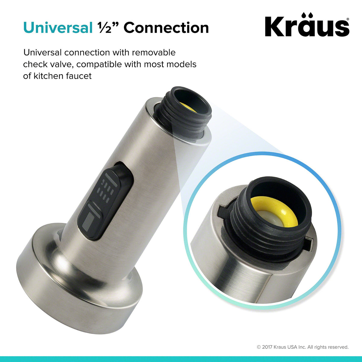 Kraus KFS-1SS universal-connection fits most faucets for quick replacement