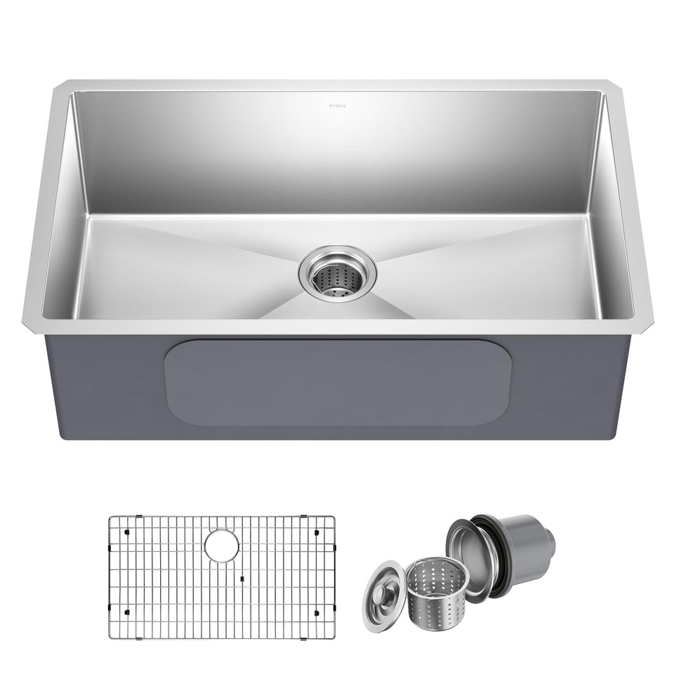 Kraus KHU100-32 Standart PRO undermount sink, full view for seamless countertop integration
