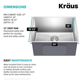 Kraus included bottom grid and premium drain improve drainage.