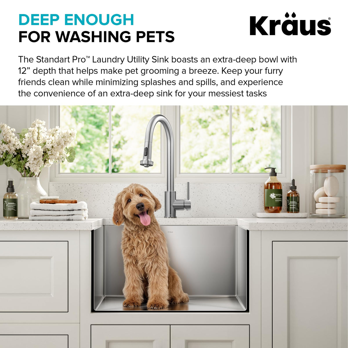 Kraus Standart PRO in laundry setting shows versatile utility.