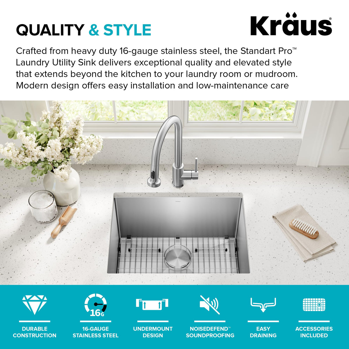Kraus NoiseDefend pads for quieter, vibration-free use.
