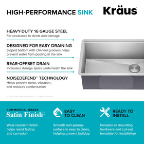 Kraus Kore 16 gauge stainless steel offers lasting durability for daily use