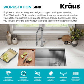 Kraus Kore undermount sink creates a clean, seamless kitchen look