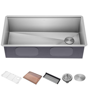 Kraus Kore 36 workstation with cutting board over sink for seamless prep