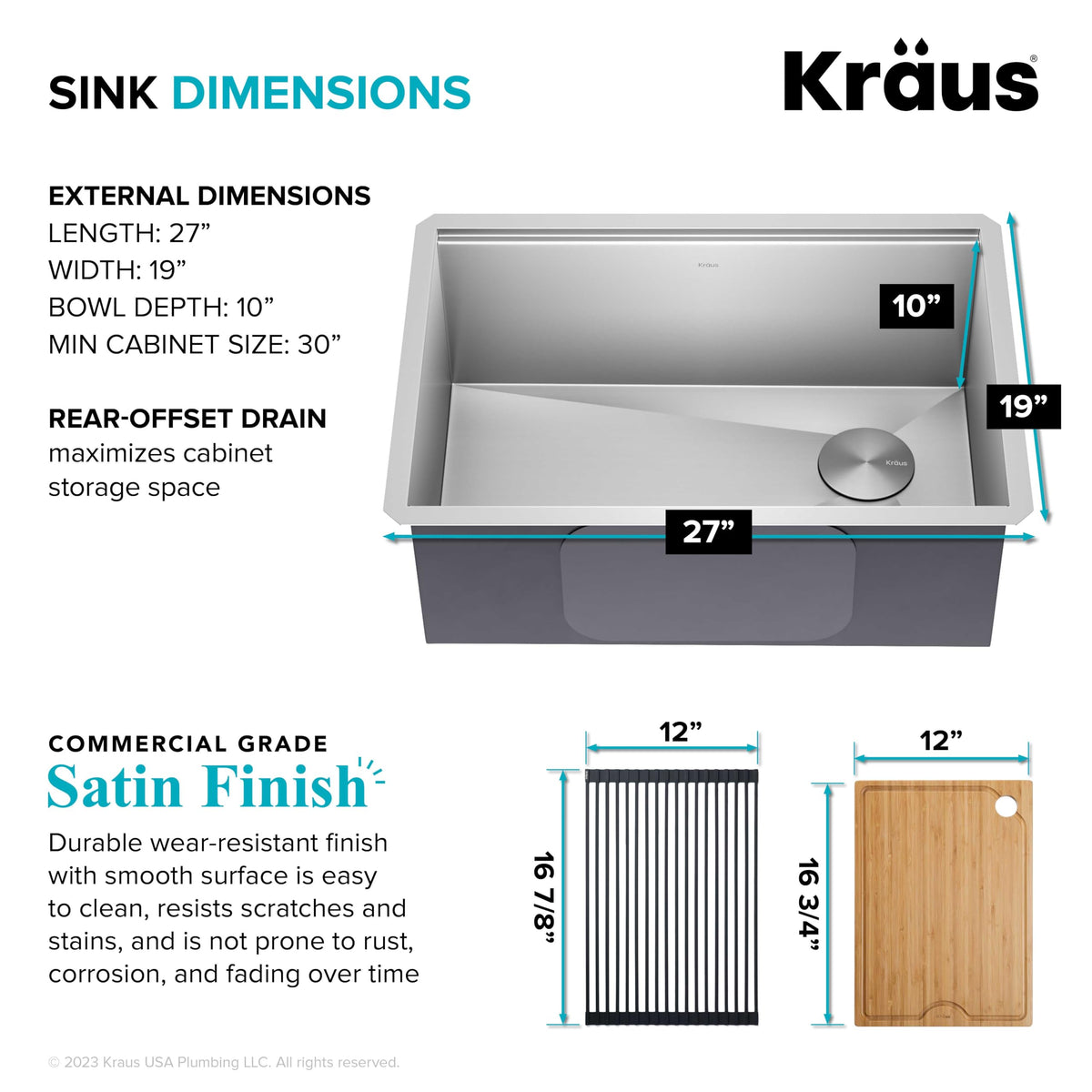 Kraus Kore bottom grid and drain assembly support a stable setup