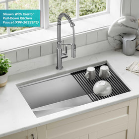 Kraus Kore cutting board over the sink for prep right at the workstation.