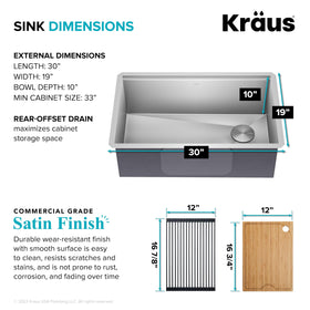Kraus Kore Workstation 16-gauge stainless steel for durable daily use