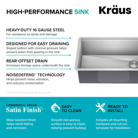 Kraus Kore Workstation channel grooves promote fast drainage