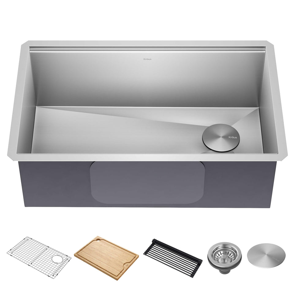 Kraus Kore Workstation cutting-board over sink for efficient prep