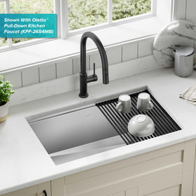 Kraus Kore Workstation roll-up dish rack keeps drying dishes tidy