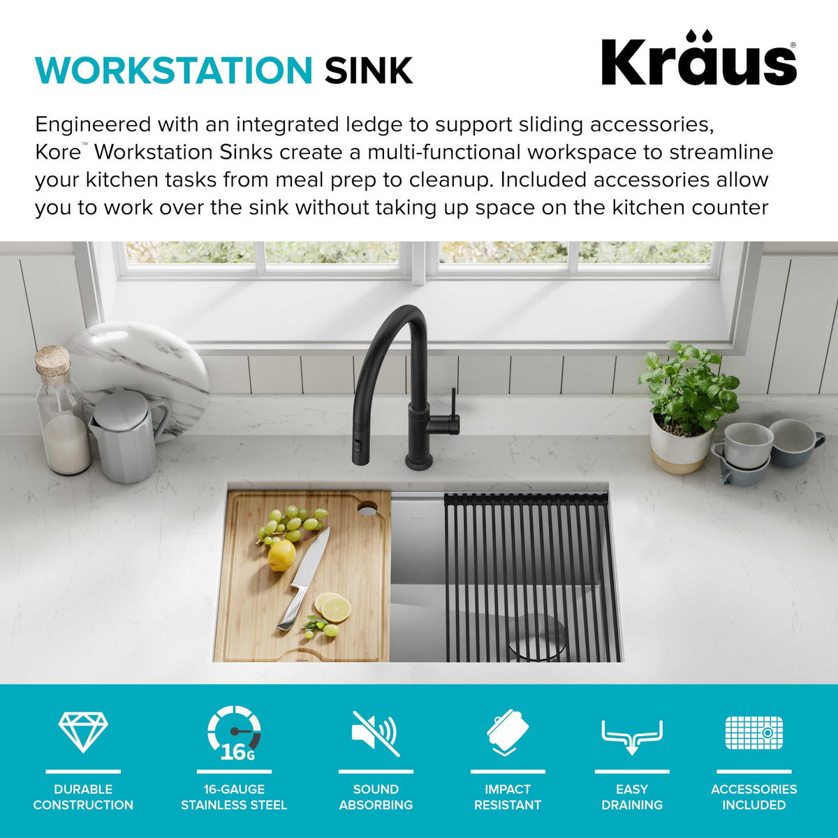 Kraus Kore Workstation undermount install for seamless countertop look