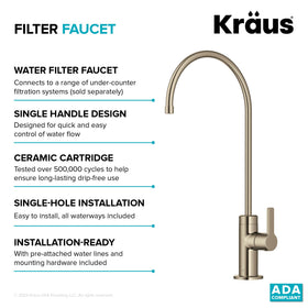 Kraus Oletto spout-arc view highlights tall height for easy filling.