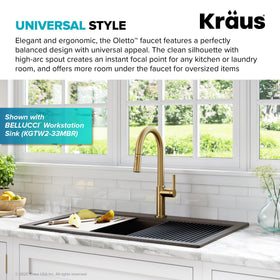 Kraus Oletto 360-degree swivel boosts maneuverability for seamless sink tasks.
