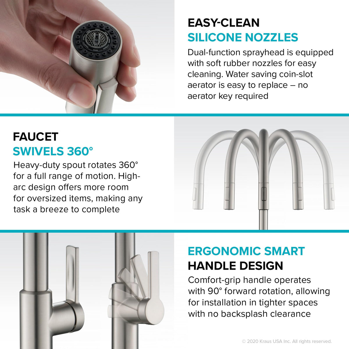 Kraus Oletto spot-free brushed brass finish resists spots and fingerprints.