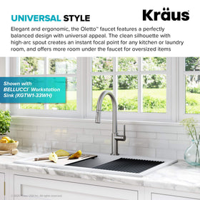 Kraus Oletto spray head with Reach Technology for maneuverability