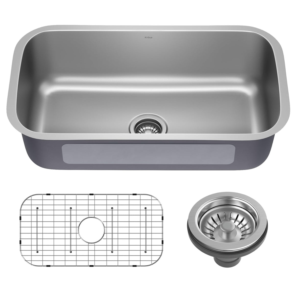 Kraus Premier 32 3/8 Inch Undermount 18-Gauge Stainless Steel Kitchen Sink KBU44 with Bottom Grid