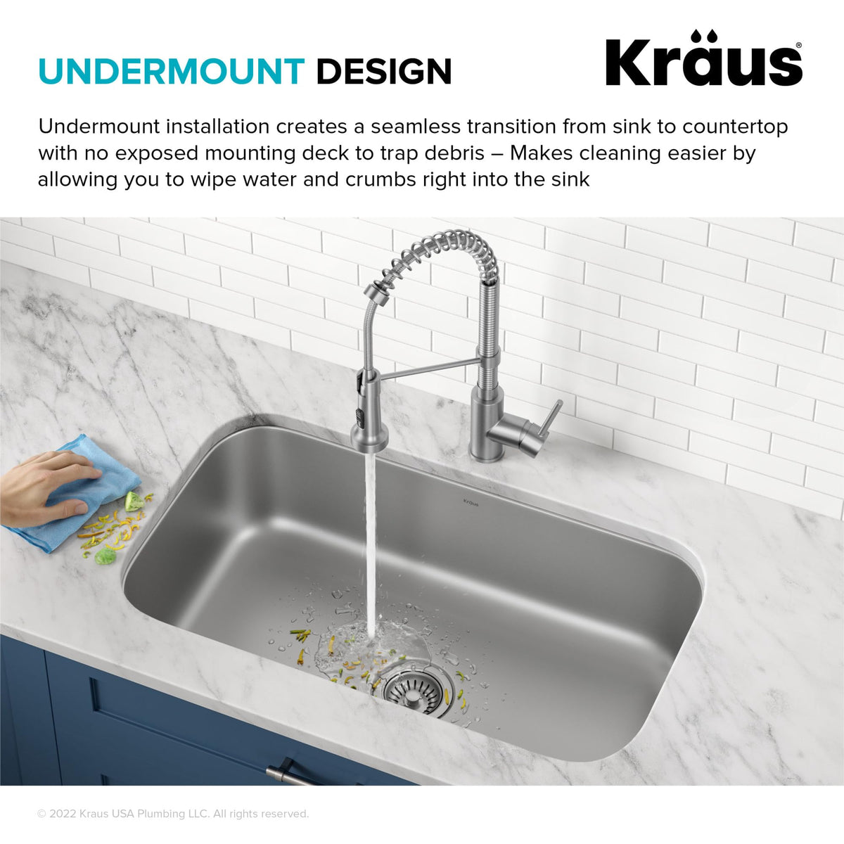 Kraus Premier 32 3/8 Inch Undermount 18-Gauge Stainless Steel Kitchen Sink KBU44 with Bottom Grid
