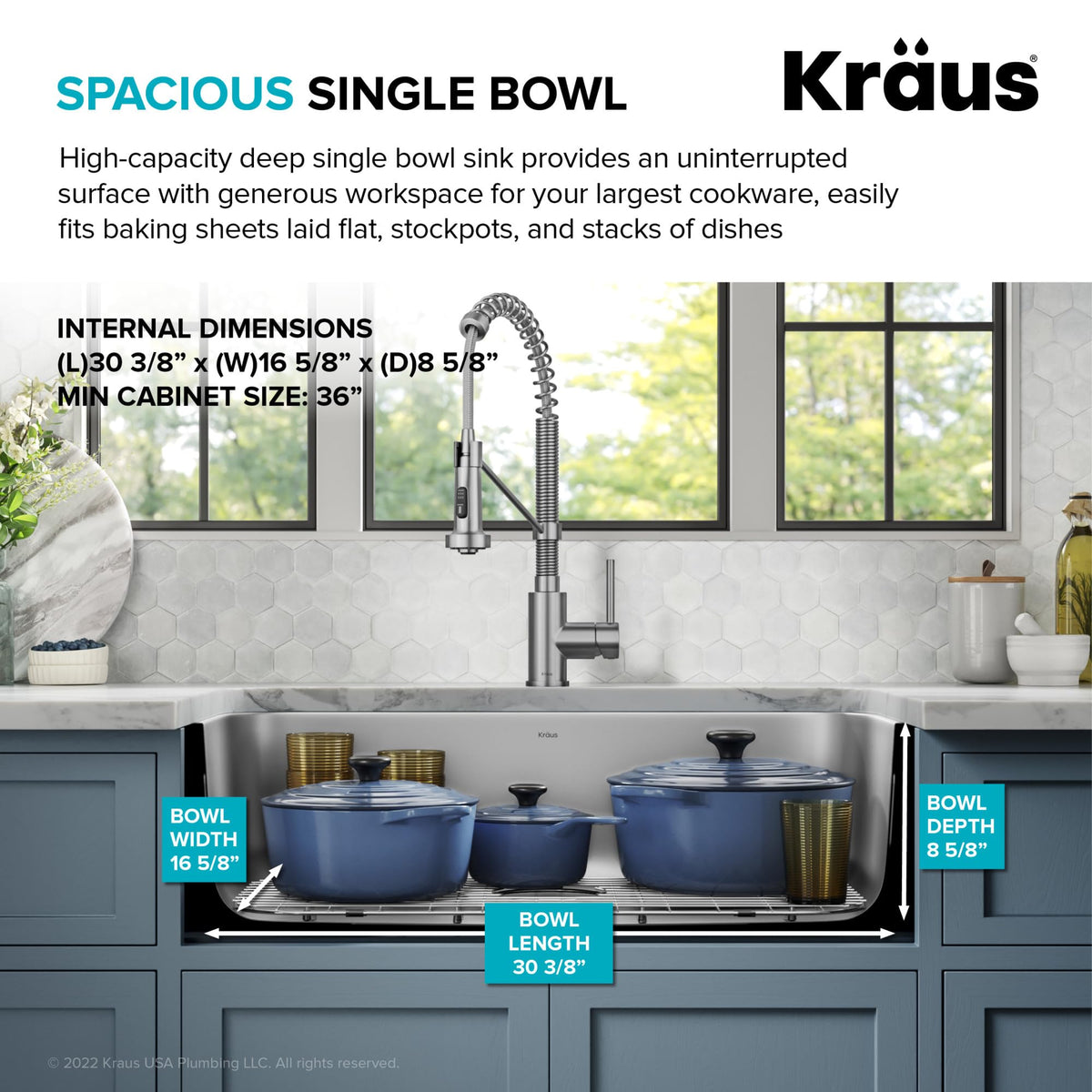 Kraus Premier 32 3/8 Inch Undermount 18-Gauge Stainless Steel Kitchen Sink KBU44 with Bottom Grid