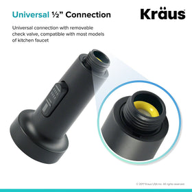 Kraus standard 1/2 inch connection fits most faucets.