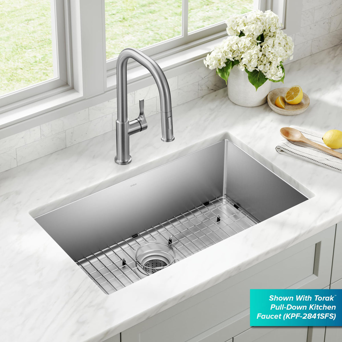Kraus Standart PRO satin finish close-up highlights stain resistance and easy wipe-down.