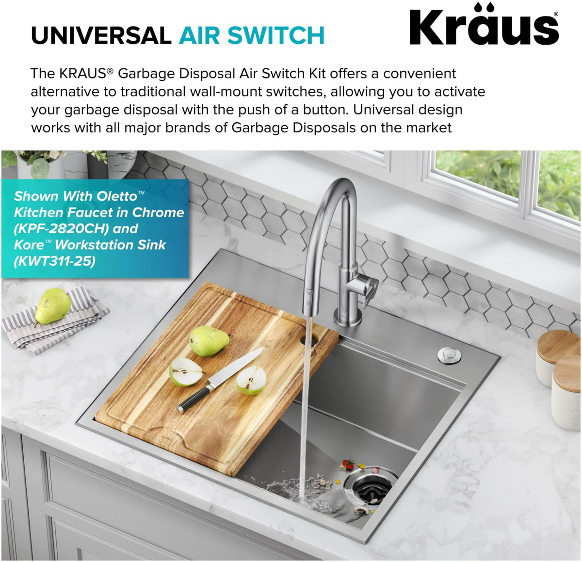 Kraus universal design fits most garbage disposals