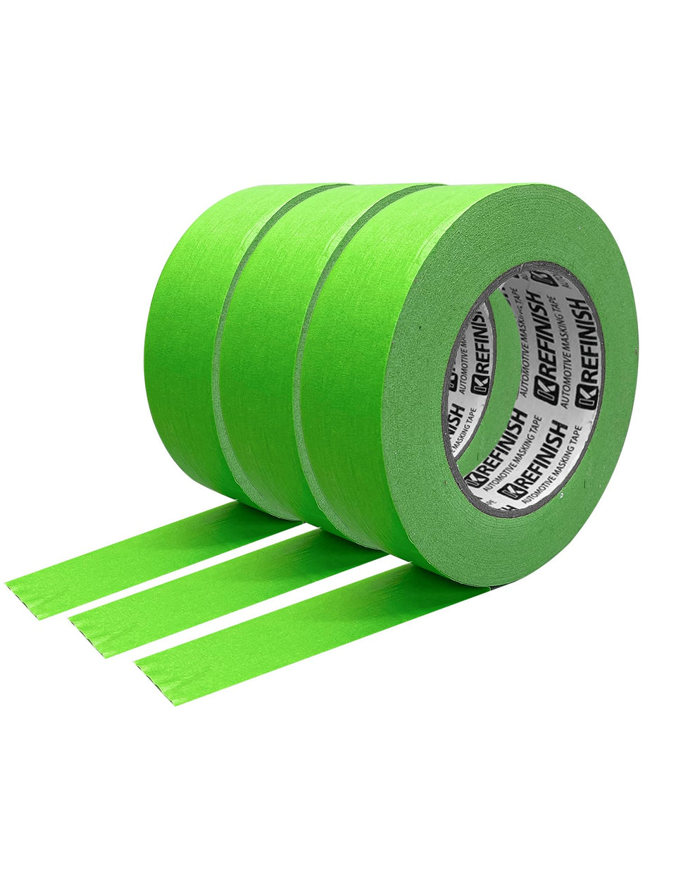 KREFINISH Painters Tape green used on car surfaces for sharp, clean lines.