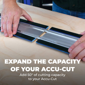Kreg Accu-Cut extension in use on a workpiece for easier setup