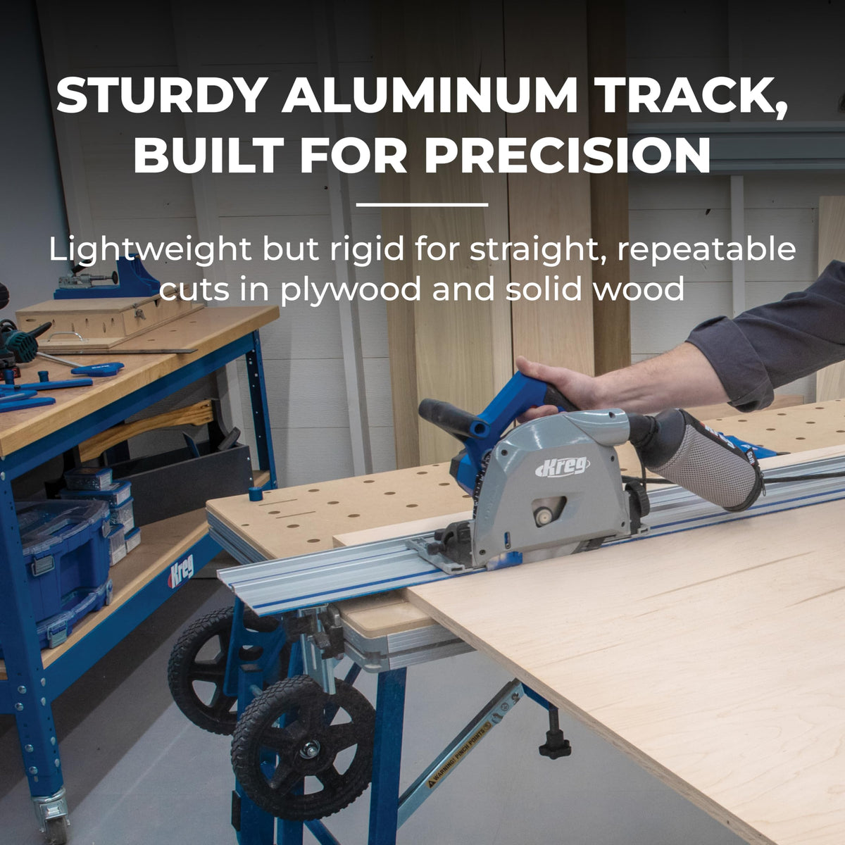 Kreg ACS430 plunge-saw compatibility enables easy tool setup.