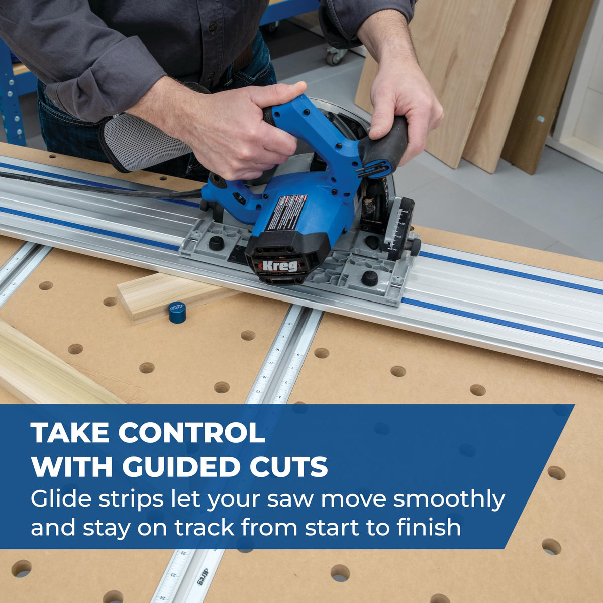 Kreg ACS430 splinter-free cuts help finish projects smoothly.