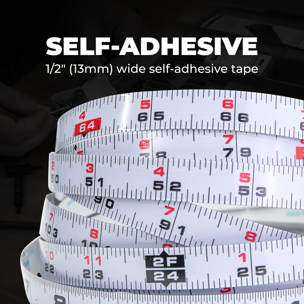 Kreg bench ruler with peel-and-stick backing offers quick, secure workshop mounting.
