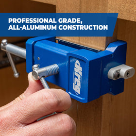 Kreg clamp highlights drill guide and integrated pilot hole for accurate drilling