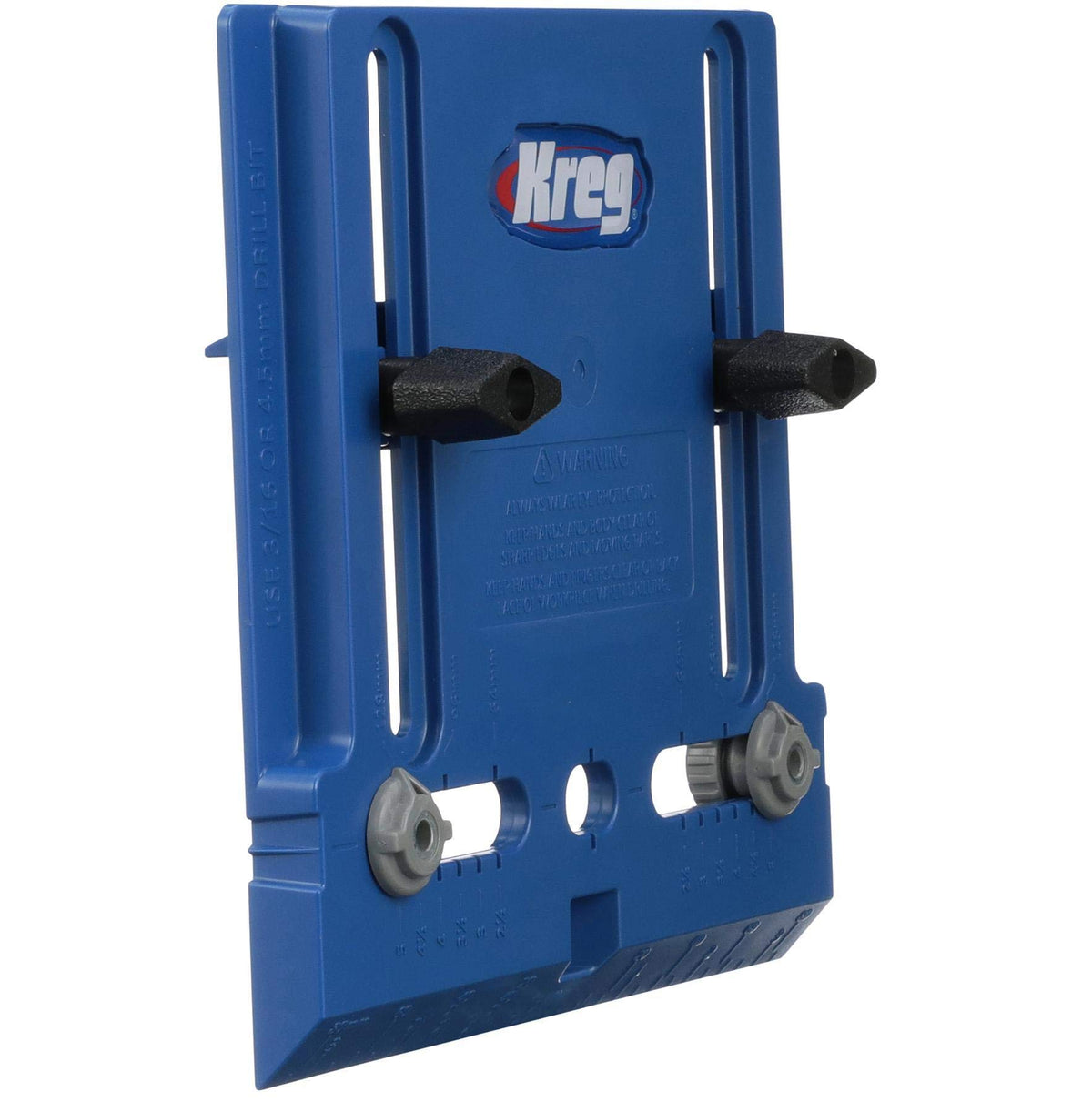 Adjustable features of the Kreg jig provide versatile use across cabinets.