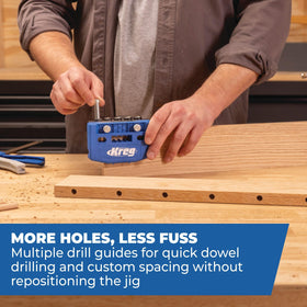 Kreg Dowel Jig Kit alignment pin enables repeatable, straight holes