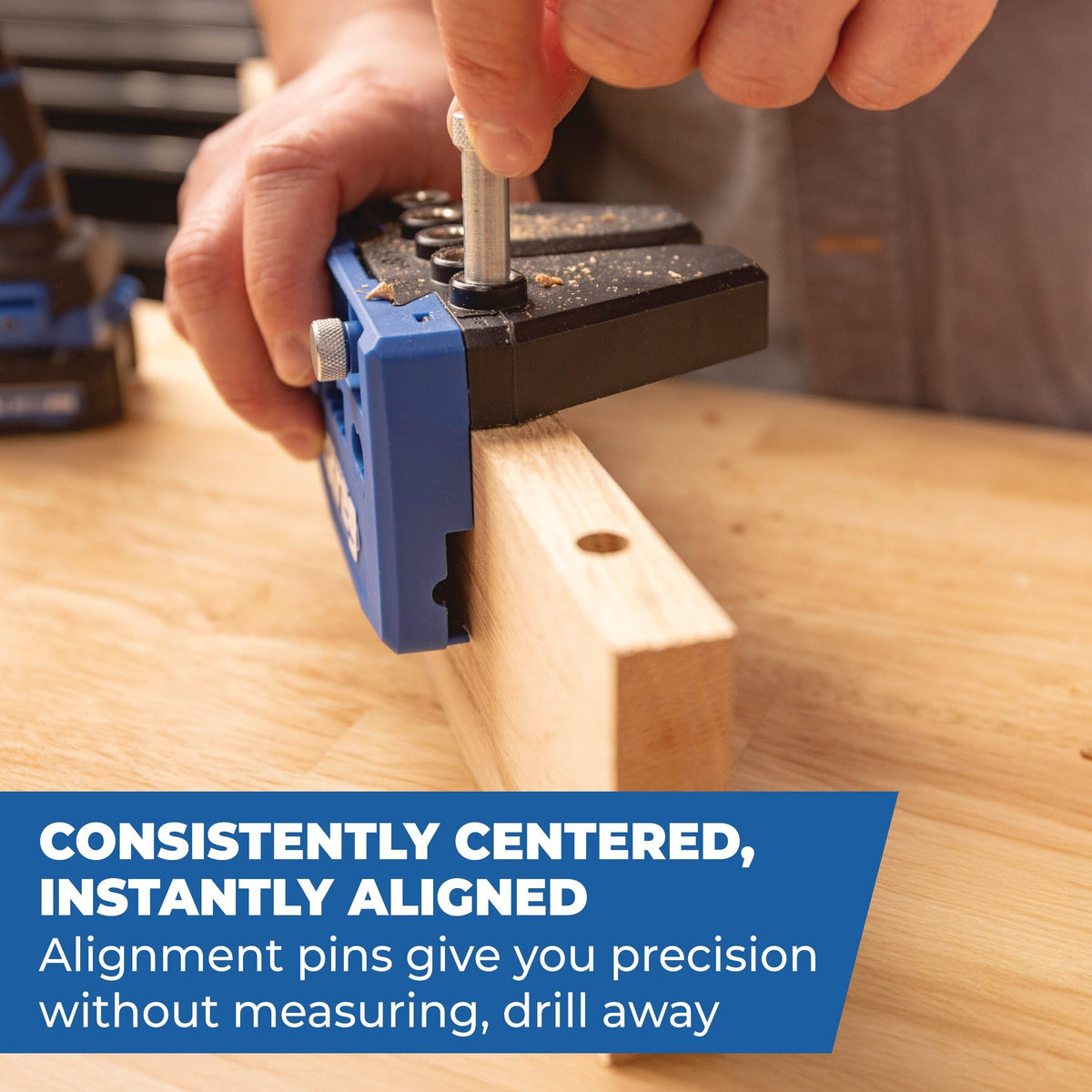 Kreg Dowel Jig Kit drill guides in action for straight holes
