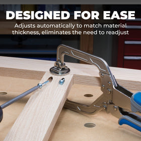 Kreg face clamp thumbscrew adjusts pressure for even contact