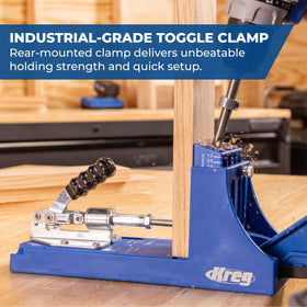 Kreg K4 bench clamp recess secures the jig during use