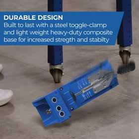 Kreg K4 removable drill guide enables portable bench setup