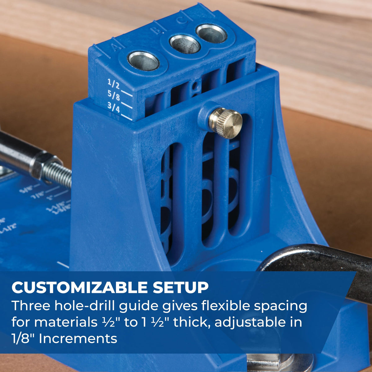 Kreg K4 three-hole guide supports customizable thickness and alignment