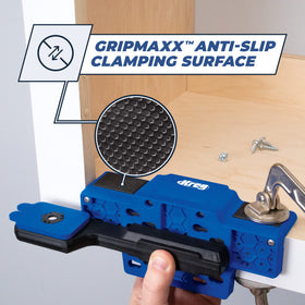 Frameless and face-frame cabinets are compatible with the jig.
