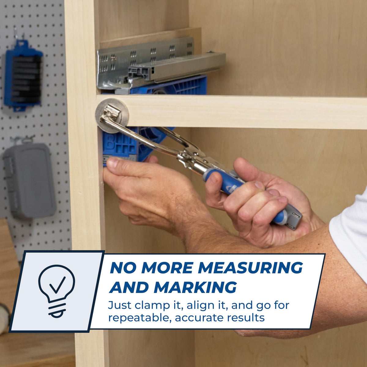 Kreg KHI-Slide aligns undermount slides for level, smooth operation.