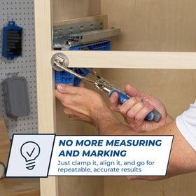 Kreg KHI-Slide aligns undermount slides for level, smooth operation.