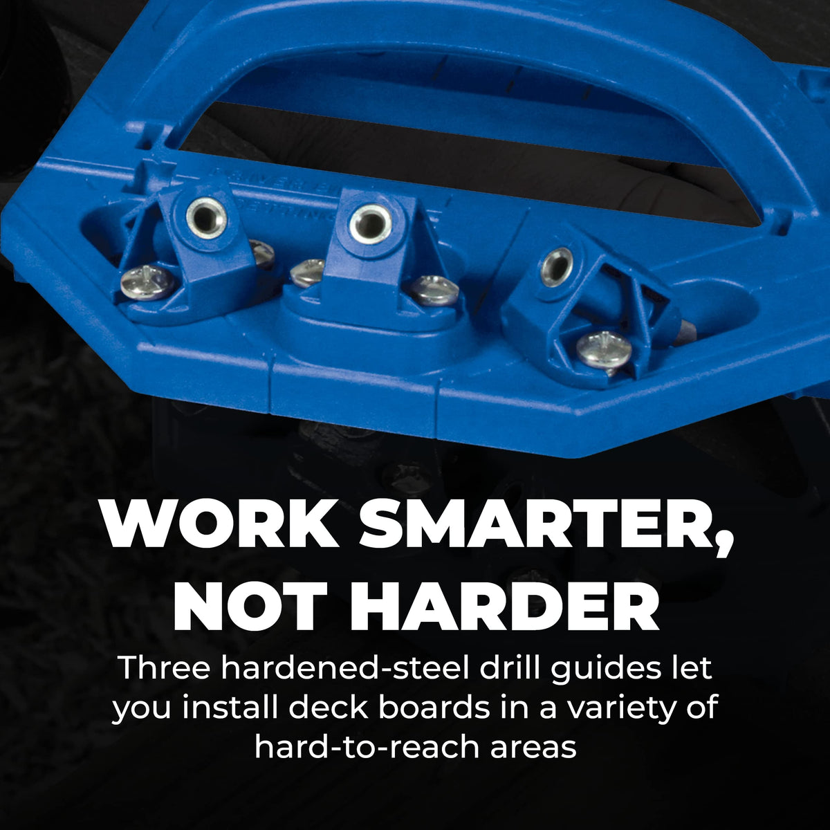 Kreg KJDECKSYS20 driver bit in precise position during deck drilling.