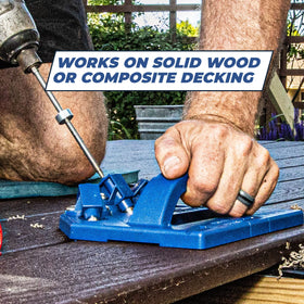Kreg KJDECKSYS20 woodworking setup aids precise assembly.